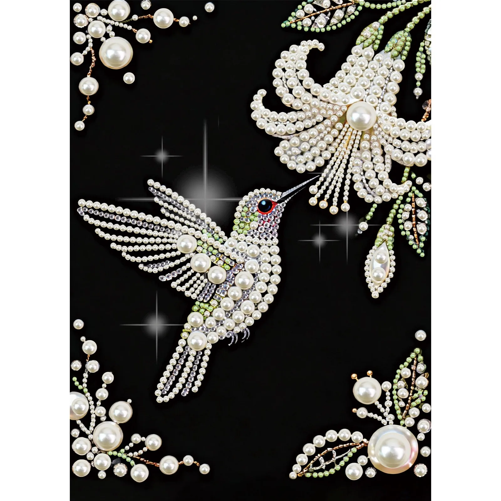 【Frameless】Hummingbird Pattern Adult Diamond Painting Set, includes colorful round semi-pearl rhinestones