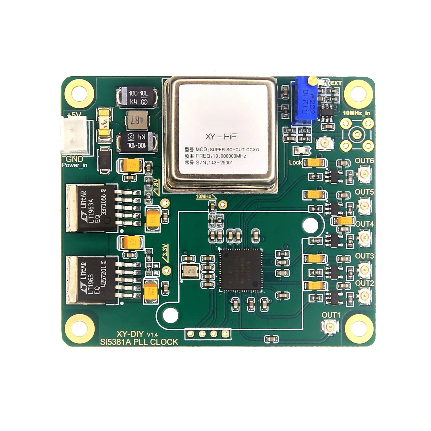 Y11OCXO constant temperature crystal oscillator clock upgrade board 10MHz frequency multi-channel frequency reference PLL output