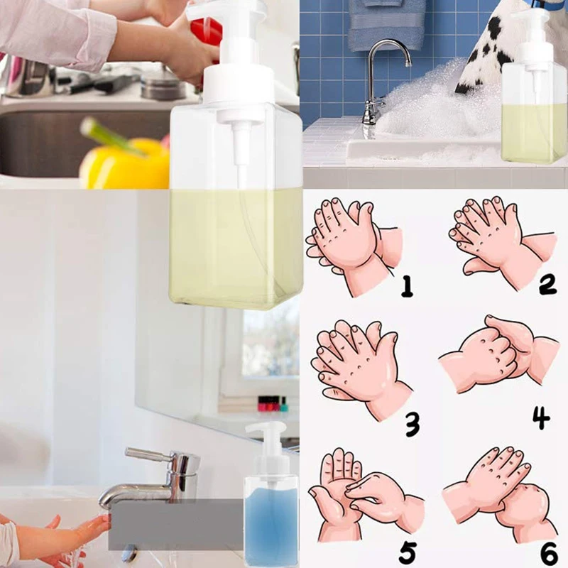 

2 Pack Foaming Soap Dispenser 15Oz Refillable Foam Liquid Hand Soap Empty Plastic Pump Bottle Container - 450Ml