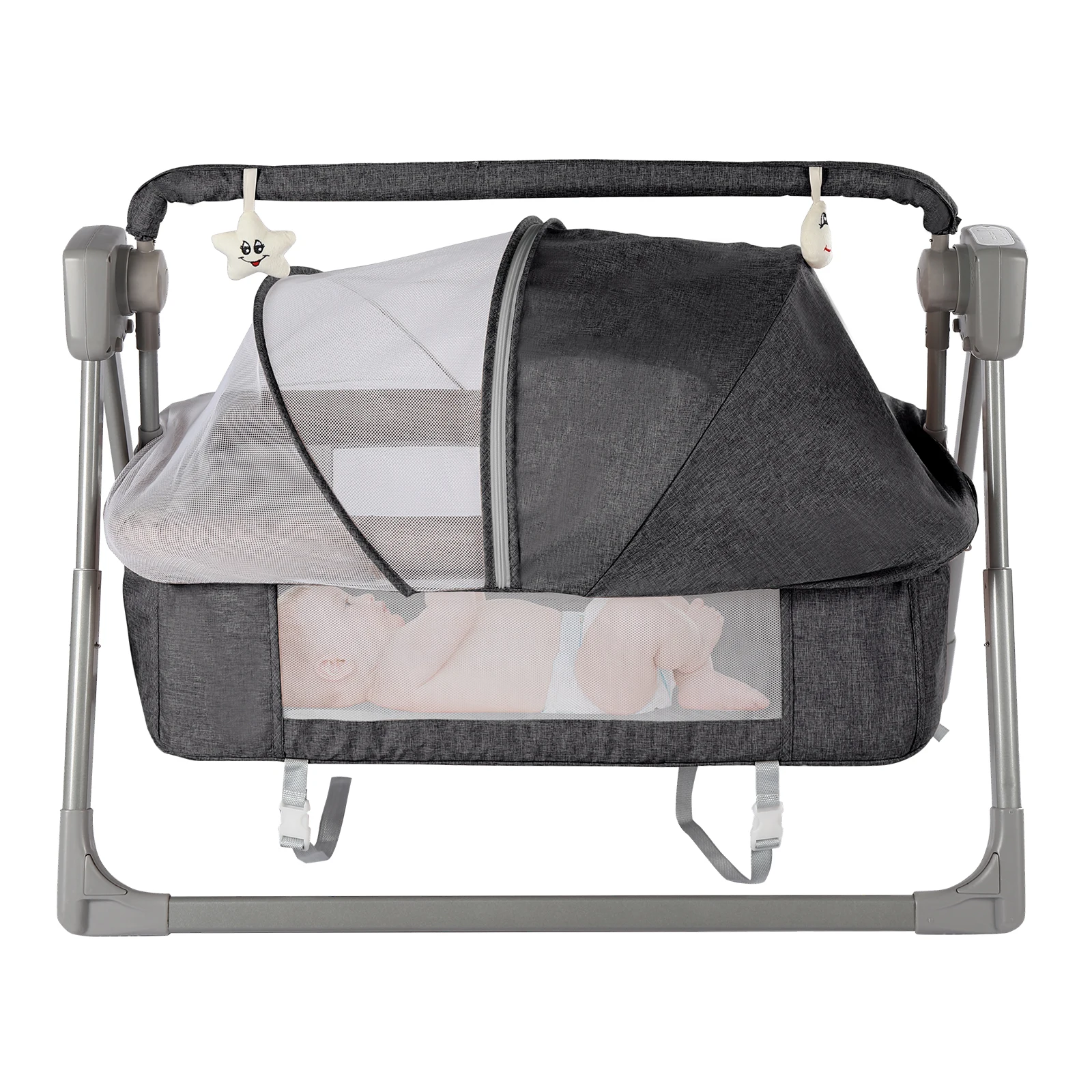 Portable Electric Baby Swing Cradle Bassinet Rocking Crib Infant Mattress With Baby Cradle Swing Safety Belt Mosquito Net