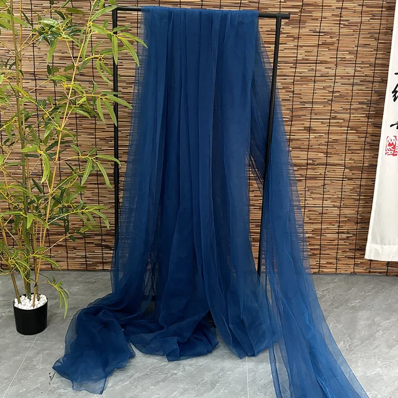 Blue series soft chiffon DIY backdrops wedding party decoration curtains clothing mesh fabric layout chair sewing materials