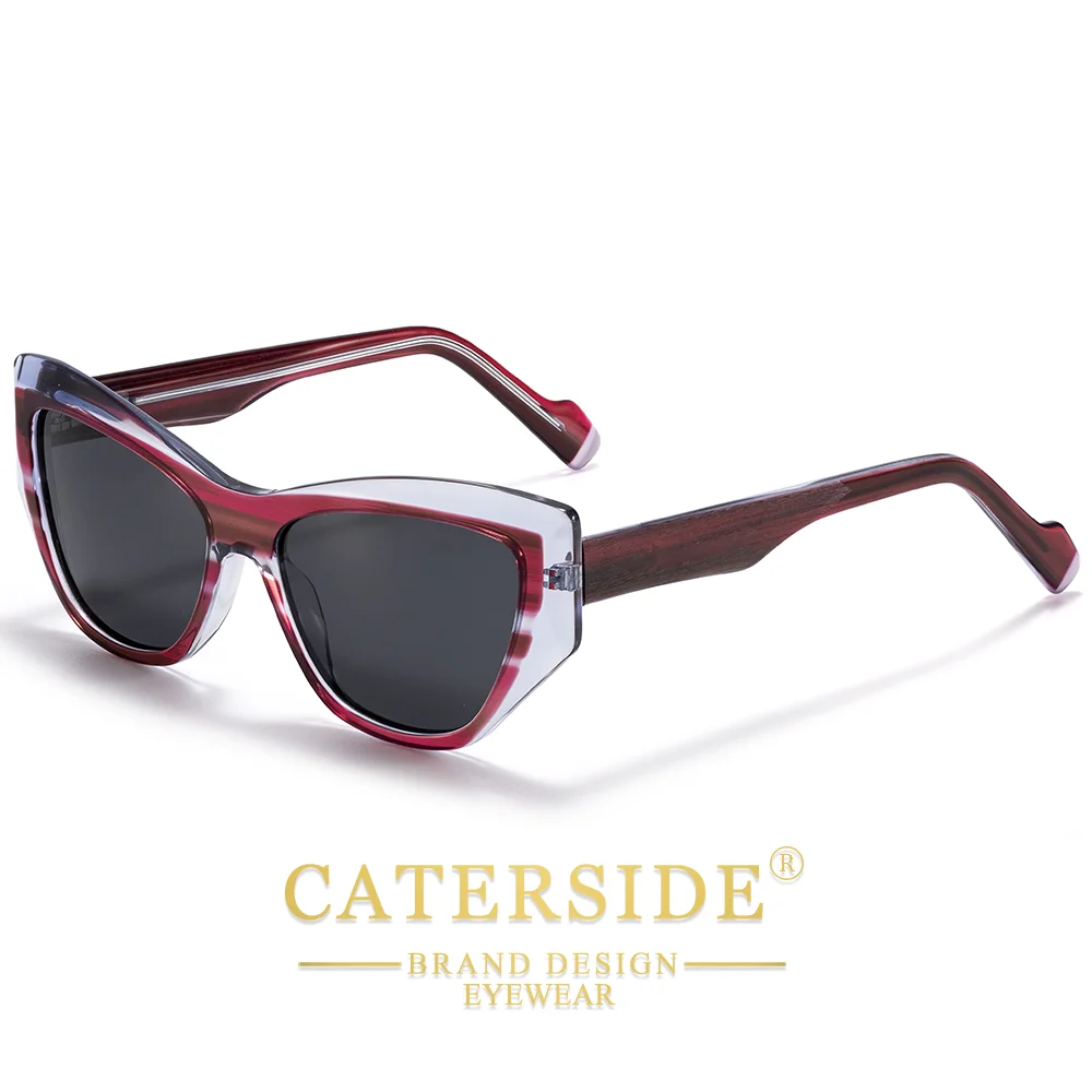 CATERSIDE Frauen Stil Sonnenbrille Acetat Cat Eye Rahmen Farbe-Blocking Design Suneyewear Männer Mode Luxus Fahren Gläser UV400 – Detail 8