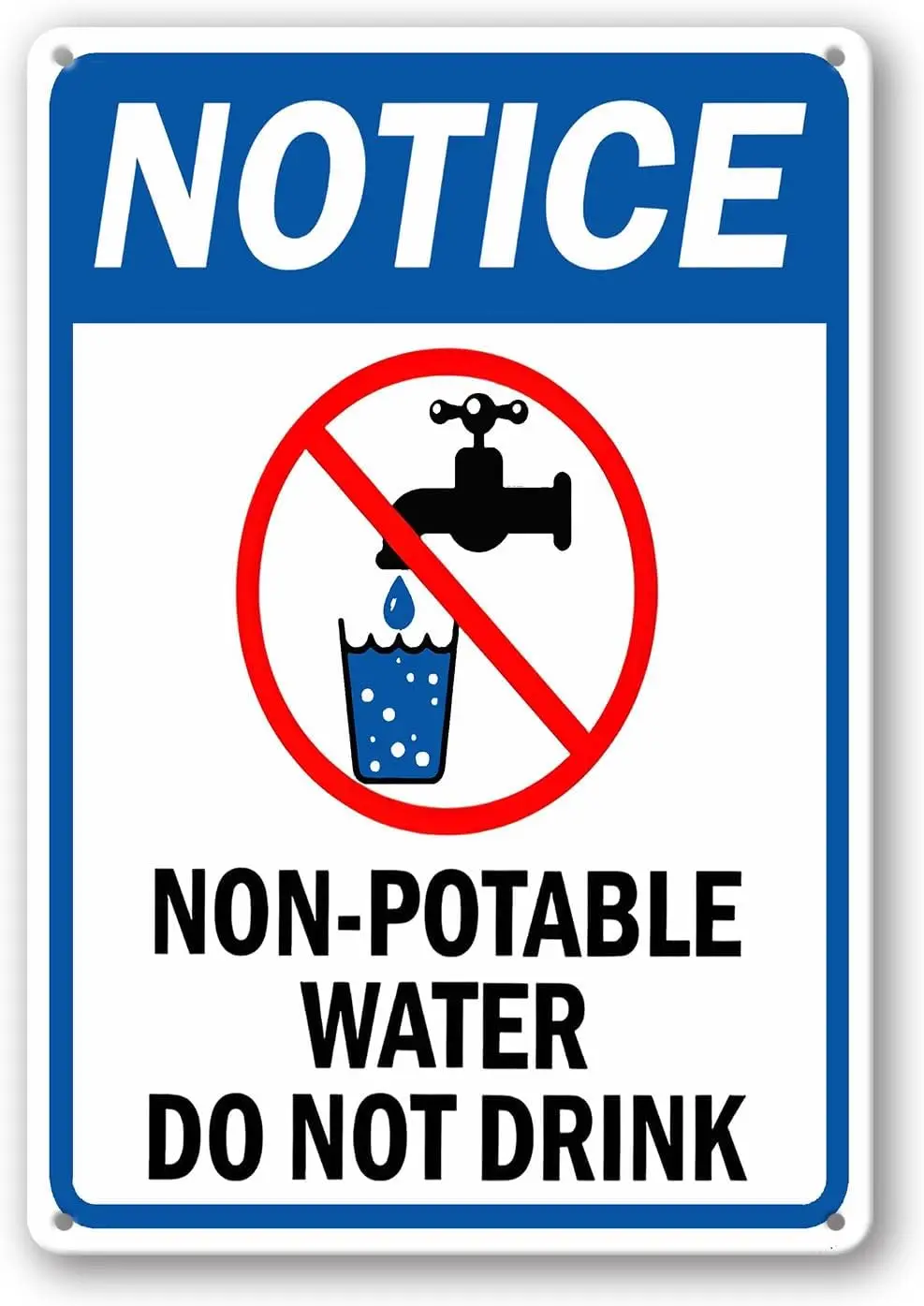 Non-Potable Water Do Not Drink Sign 12inch×16inch Sturdy Aluminum Metal Signs Rust Free Metal Wall Decor for Yard Backyard Pa