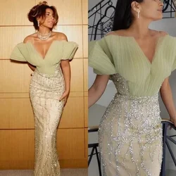 Customized Jiayigong Sparkle Exquisite Off-the-shoulder Sheath Evening Rhinestone Hugging Chiffon Party