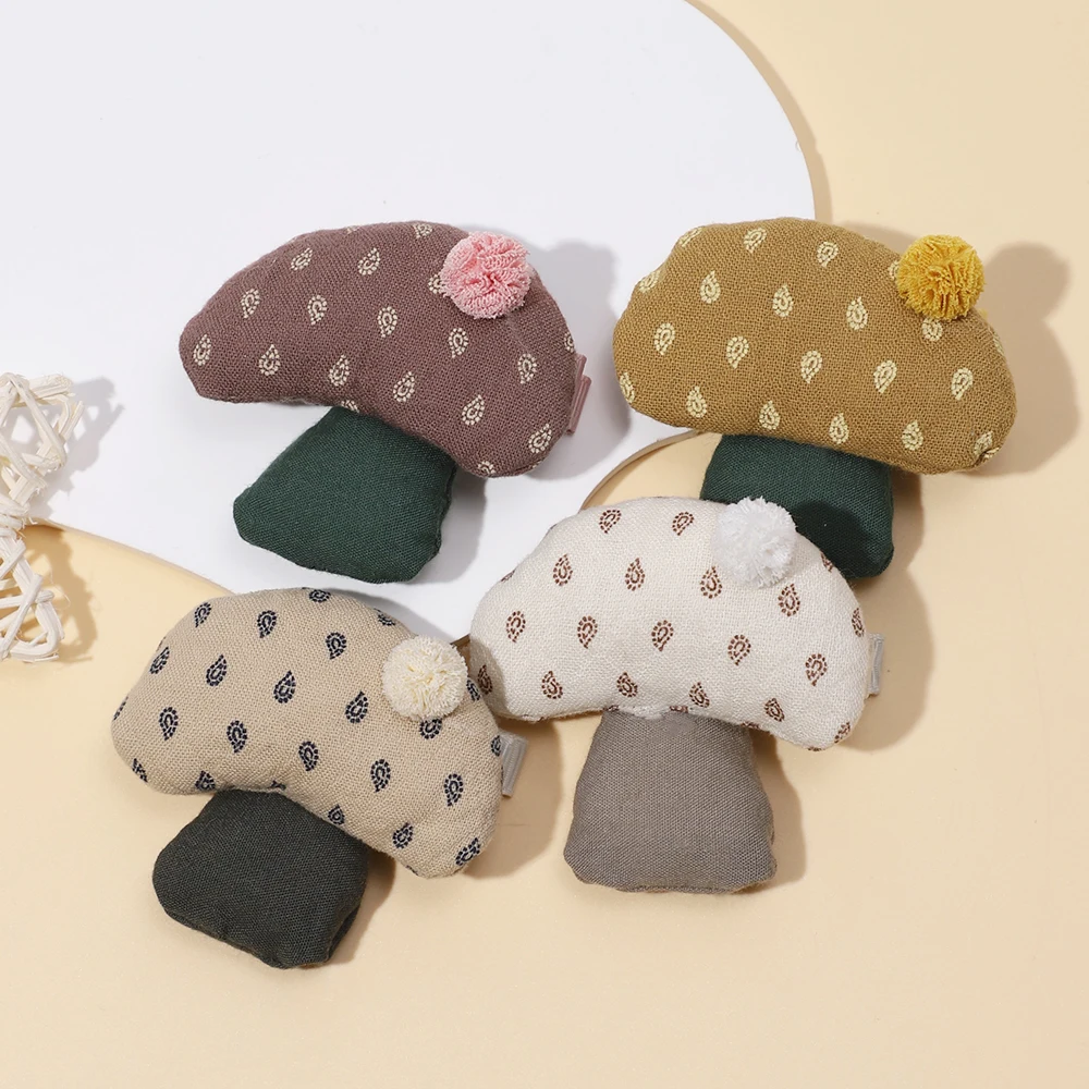 Cute Cartoon Sewant Mushrooms Hair Clips Baby Funny Fabric Bow Hairpins Kids Barrettes Headwear Accessories For Girls