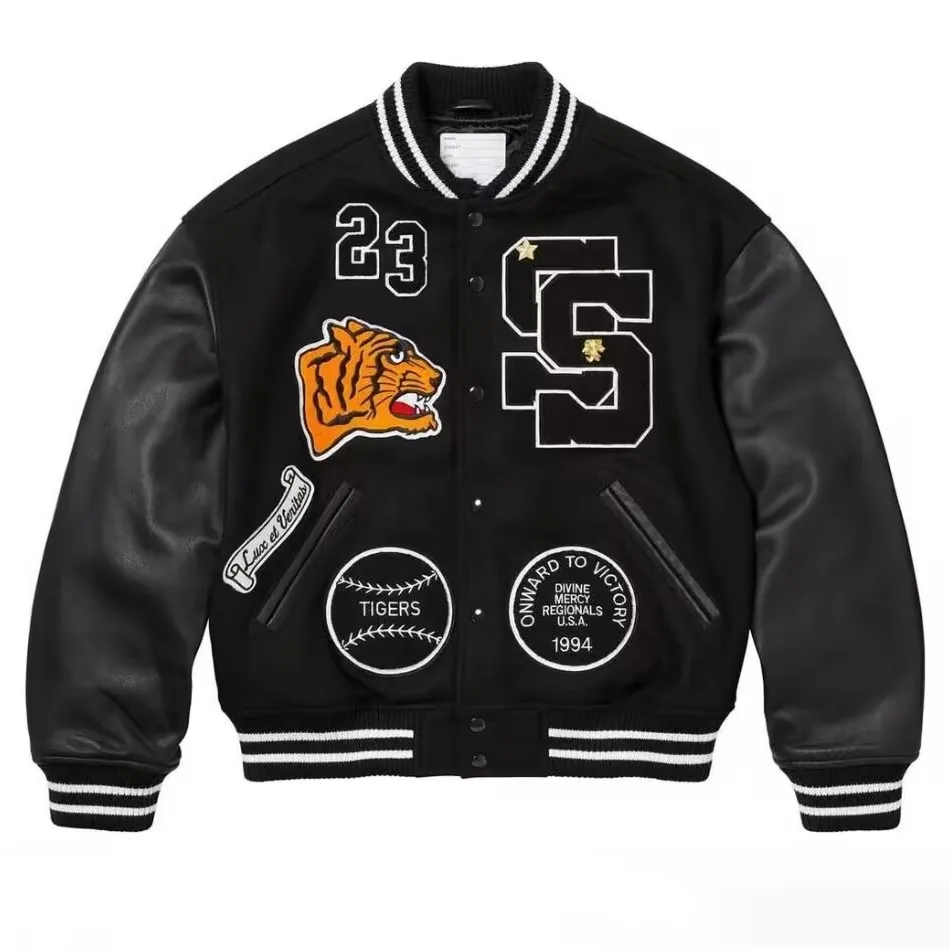 

Бейсбольное пальто American Sle Tiger Varsi Jaet с вышивкой, верхняя одежда с надписью «Голова тигра», шикарная длинная све