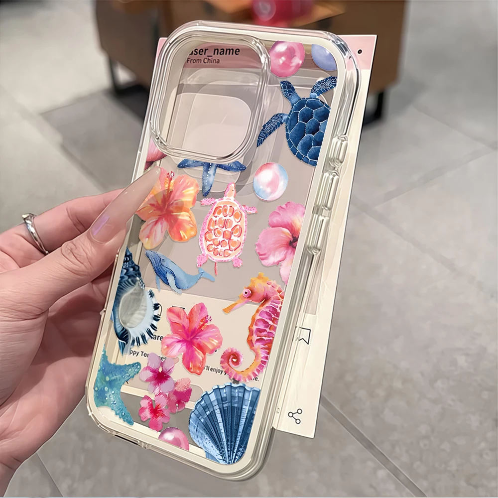 Tropische Strand-Schildkröten-Seepferdchen-Muschel-Handyhülle für Galaxy A57 A37 A55 A54 A36 A35 5G S25 S24 S23 S22 Plus S26 Ultra FE 5G Cover – Detail 5