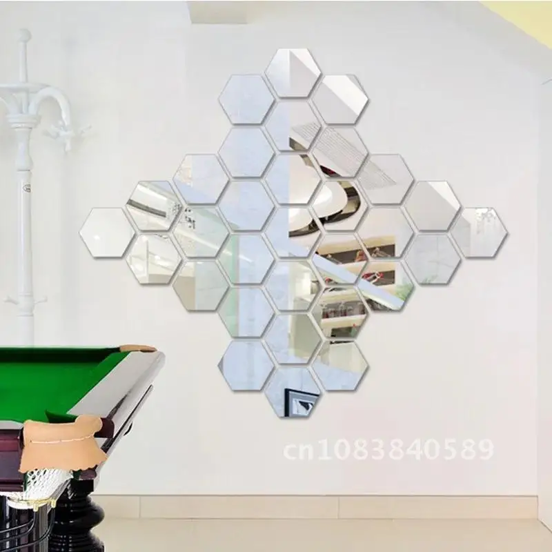 

12Pcs 3D Hexagonal Mirror Wall Sticker Decal Wall Art Removable Wedding Decoration Kids Room Decoration Sticker Self-Adhesive