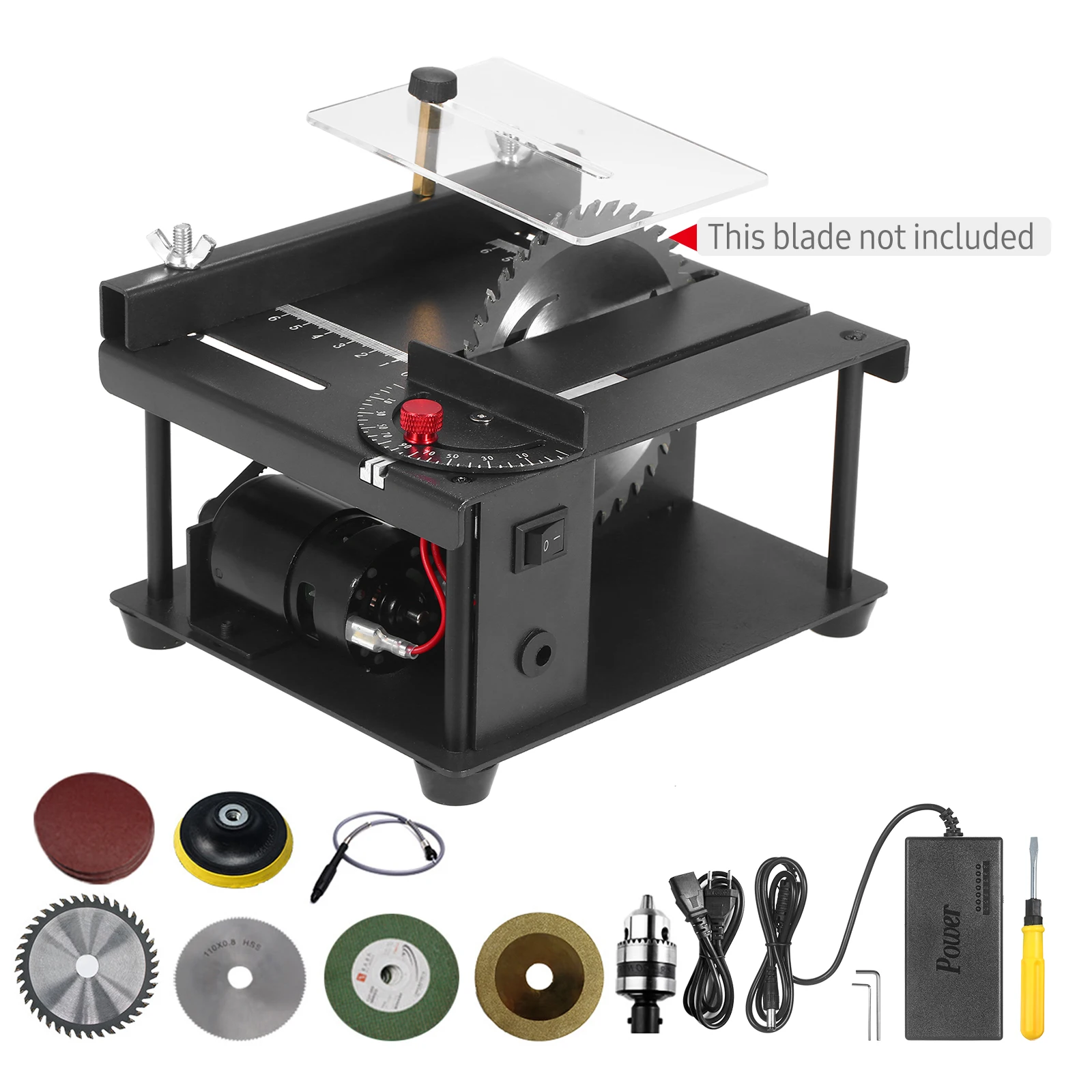 

Table Saw Mini Desktop Saw Cutter Electric Cutting Machine Saw Blade Grinding Wheel Adjustable-Speed Angle 35MM Cutting Depth