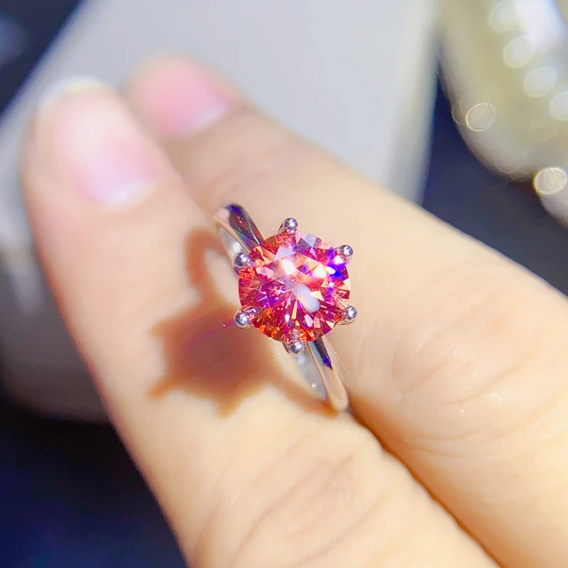 Imagem -03 - Melancia Vermelho Moissanite Anéis Cor d Vvs1. Gra e Cma Preto Cartão 925 Prata Luxo Senhoras Anel 3ct