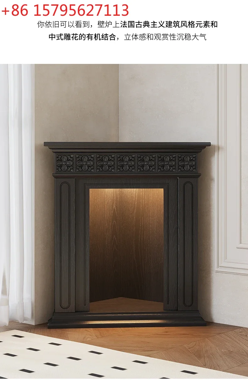 

Французский ретро-камин из массива дерева для гостиной, американский стиль, с резьбой, черный, треугольный, прихожий шкаф-тумба для хранения