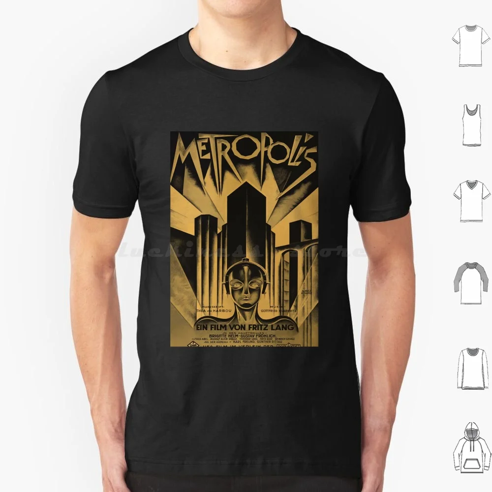 Metropolis , Fritz Lang , 1926-Vintage Movie Poster , B&w Classic T Shirt Big Size 100% Cotton Metropolis Fritz Lang 1926