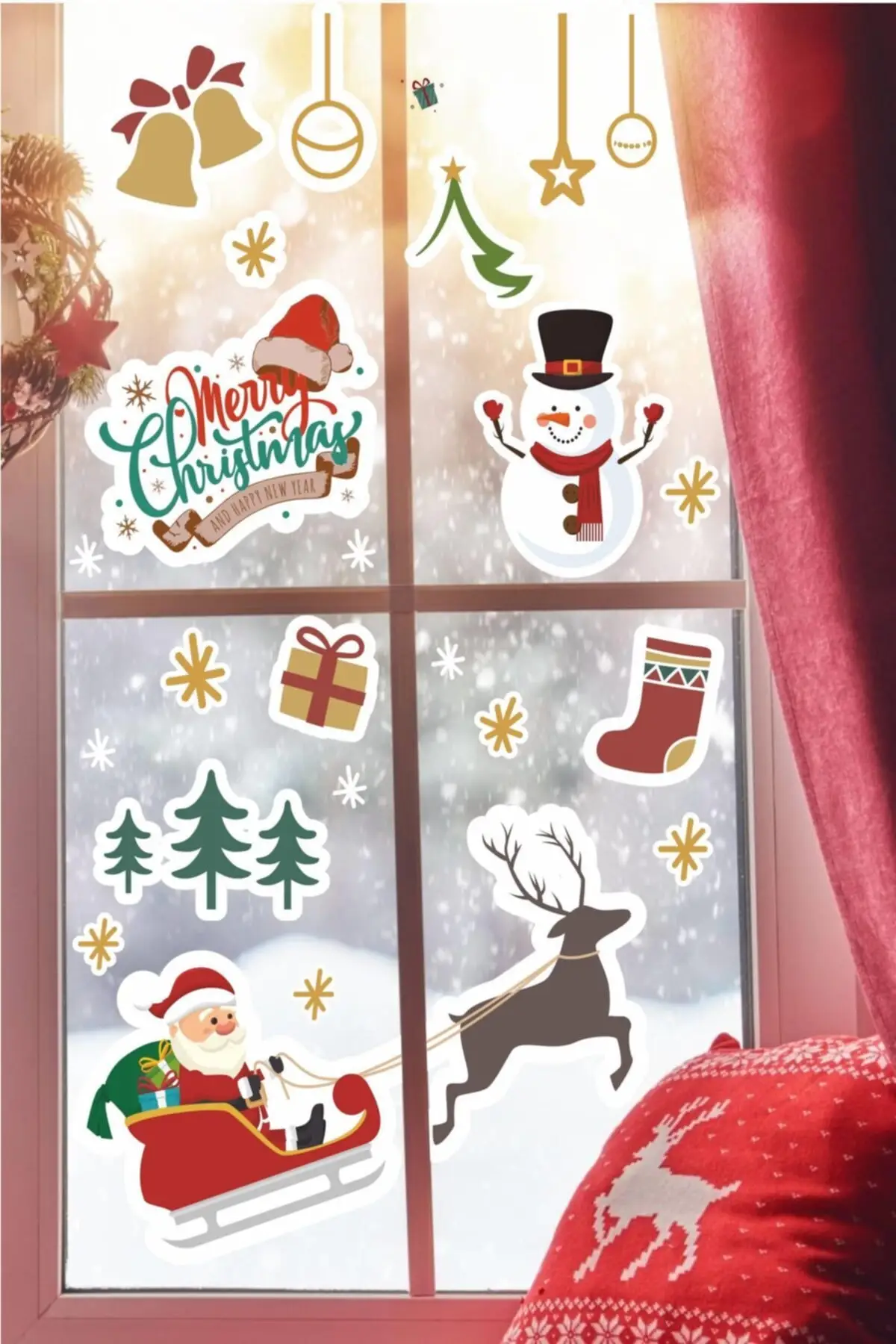 

Festive decorations Custom Slideway Santa Claus Christmas Decorations Wall Glass Sticker Christmas Snowman Sealing