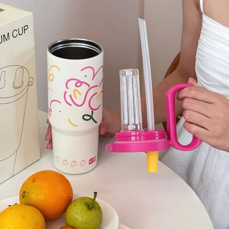 

Изолированный стакан из нержавеющей стали 316, гигантская емкость, чашка для холодного заваривания с ручкой, стильная термобутылка для воды для офиса/на открытом воздухе