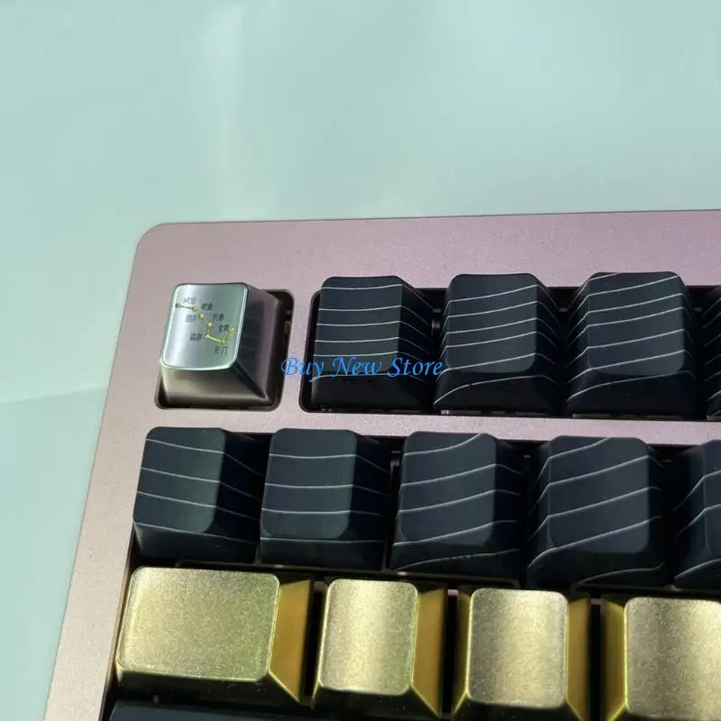 

20CE Mechanical Keyboard Keycap Zinc Alloy Keycap in Matte Gold Finish Long Service Life