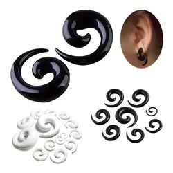 2pcs 1.6mm-20mm Black White Acrylic Spiral Taper Ear Plug Ear Gauges Stretcher Body Piercing Jewelry For MenGauges