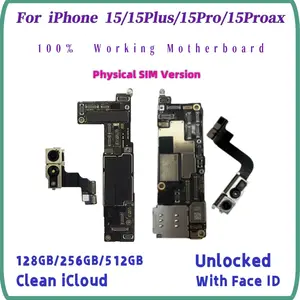 Bilashmart Unlocked Authentic Mainboard iPhone 15 Pro Max 15 Plus With/Without Face ID Motherboard Physical SIM Version Logic Board