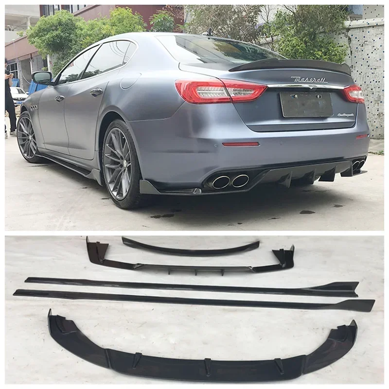 For Maserati Quattroporte 2017-2022 Real Carbon Fiber Car Bumpers Front Lip Rear Diffuser Trunk Spoiler Side Skirt Body Kit