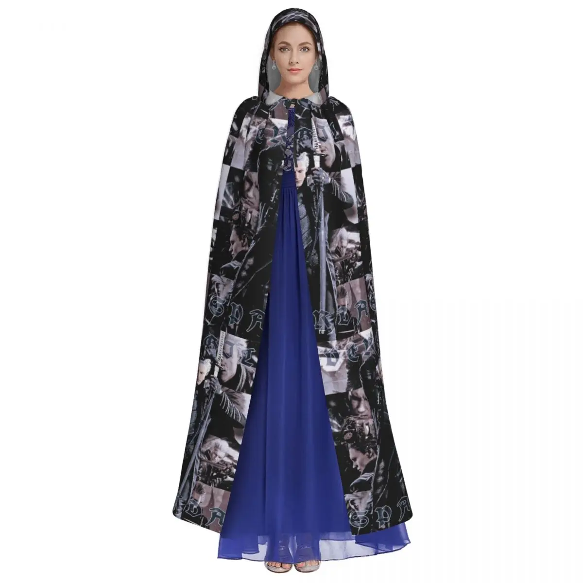 Vergil From The Devil May Cry Seri Long Hooded Cloak Witch Medieval Costume Cosplay Cape HalloweenParty Adult Unisex view 3