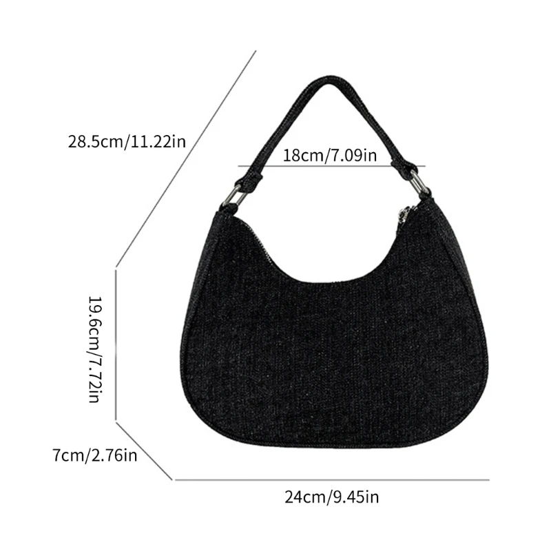 Bolso tela vaquera para mujer, bolso mano a bolso hombro Simple, bolso para axila estilo coreano