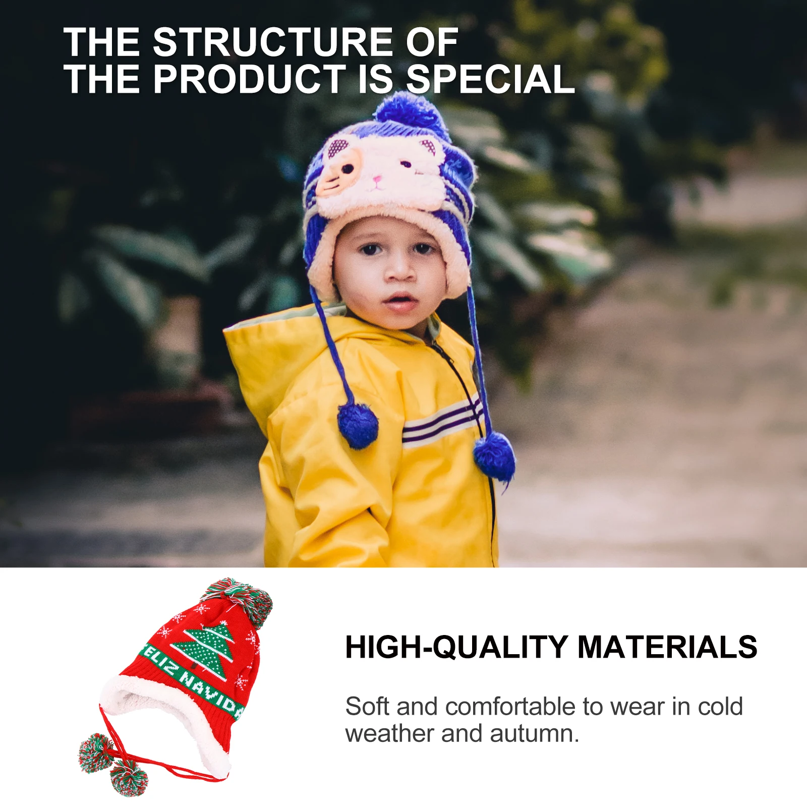 

1pc Christmas Woolen Knitted Hat Knitted Baby Boy Red Christmas Hat Warm Hooded Ball Soft Comfortable Elastic Infant Care