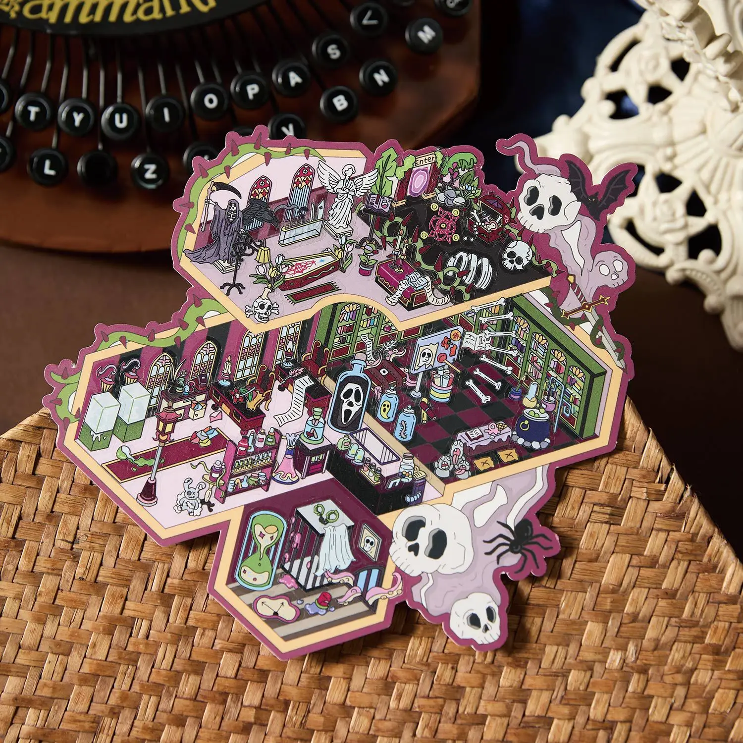 ملصقات مشهد مصغرة 2.5D، شارات ديوراما لتخفيف التوتر، ديكورات ألغاز إبداعية #4