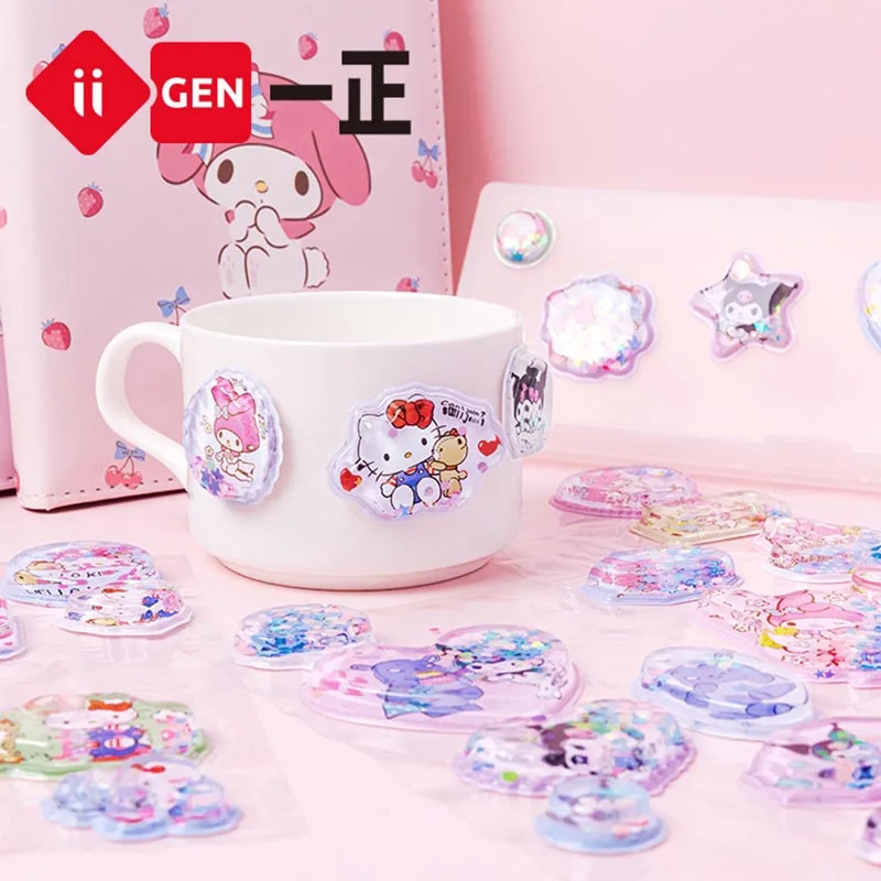 Imagem -04 - Sanrio Kuromi Melody Água Adesivos Kitty Scrapbooking Faça Você Mesmo Diário Papelaria Decorativa Adesivo Álbum Etiqueta Vara 12 Pcs por Lote