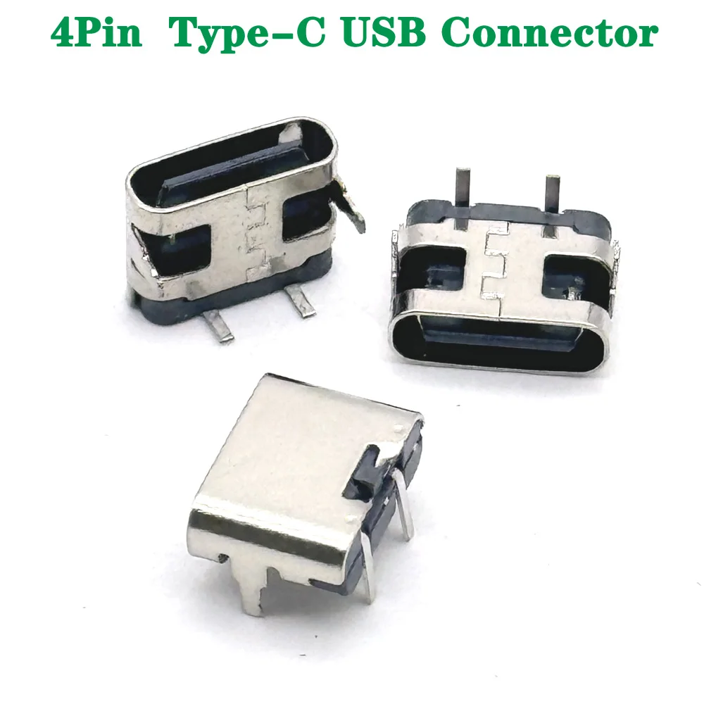 

4Pin Type-C Horizontal 90 ° Plug-in Board Quick Charging Type-C Female USB Female 4 Plug-in Connector