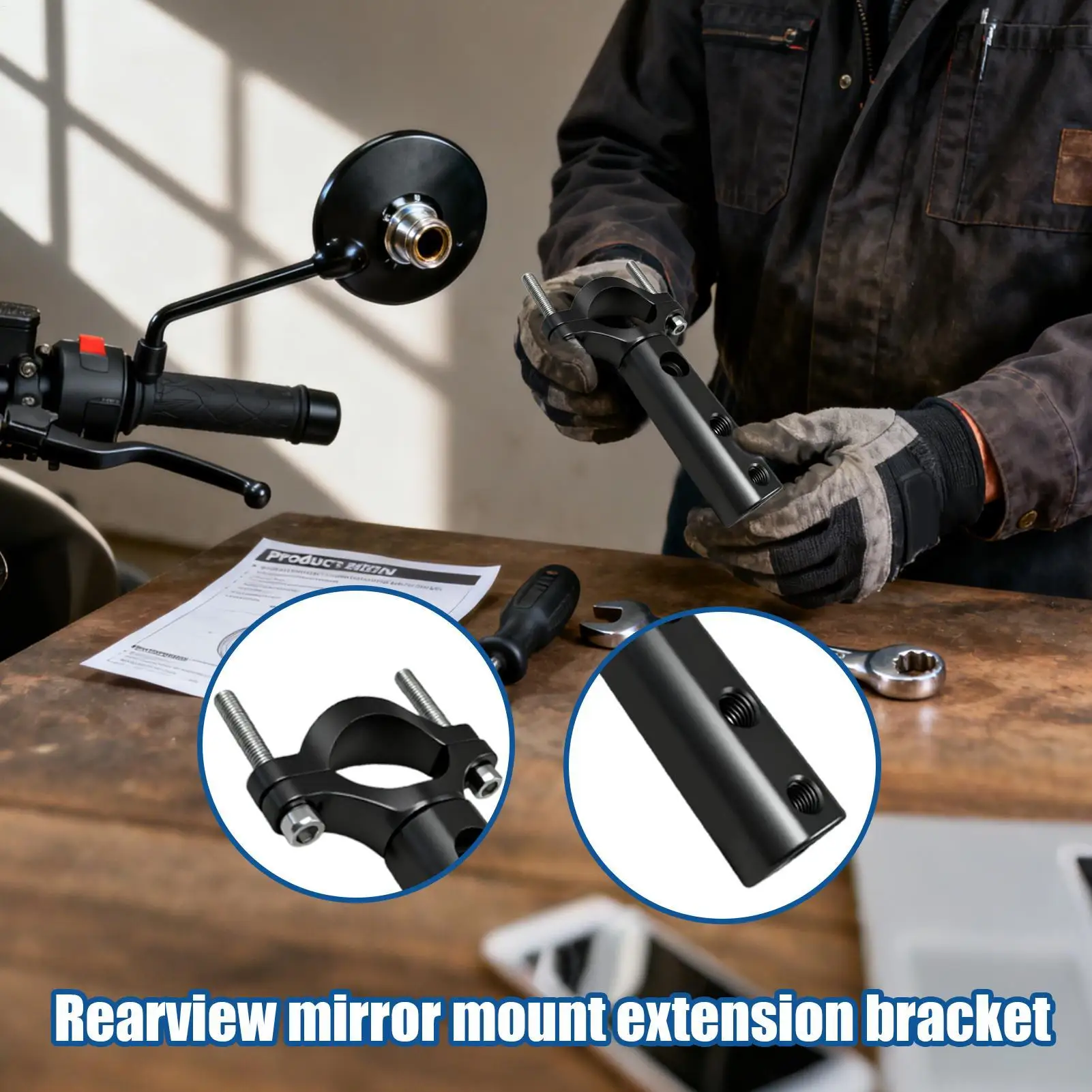 

Motorcycle Headlight Bracket Aluminum Alloy Lightweight Holder Rearview Mirror Extension Light Holder For Scooter Riding