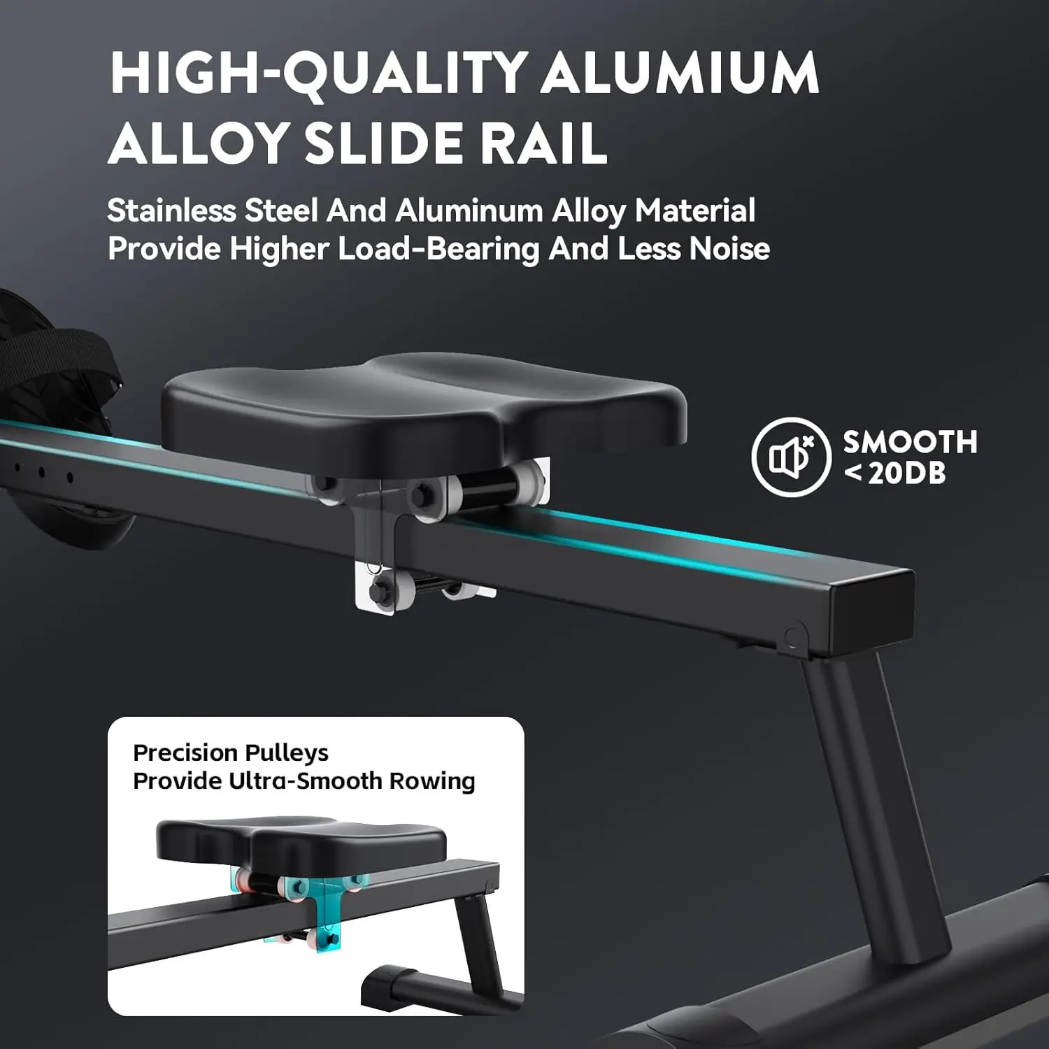 Max. 350 Pfund magnetischer Ruderer mit LCD-Monitor, Tablet-Halterung, verbessertes Rudern