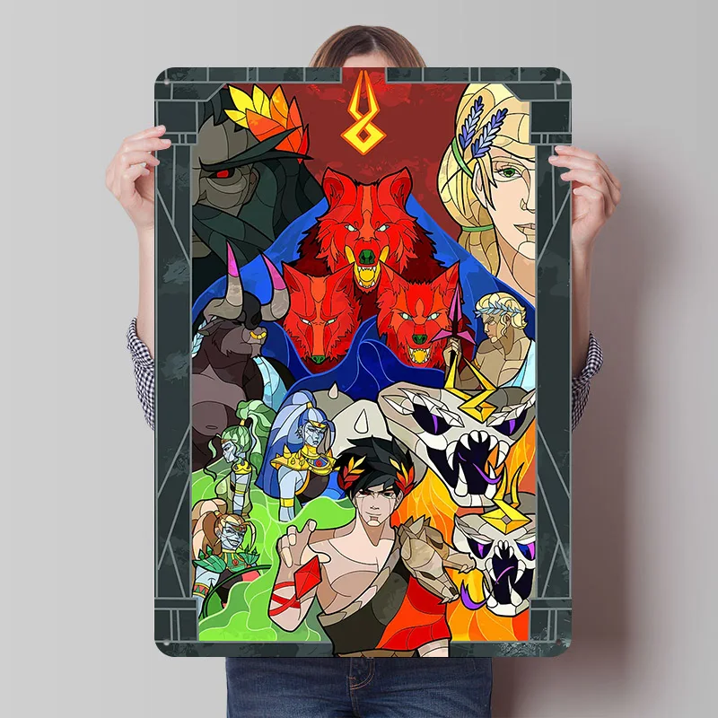 Hades Game Stained Glass Art Printed Poster Customized Wall Art Retro Vintage Metal Tin Signs for Gamer Wand Deko Bathroom Decor