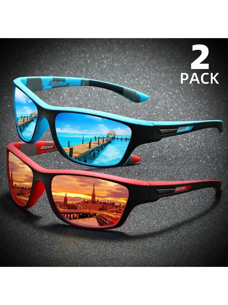 2 Stück polarisierte Wickel-Sonnenbrillen für Damen und Herren, Schutzbrillen, perfekt für Outdoor-Sport, Reisen, Fahren