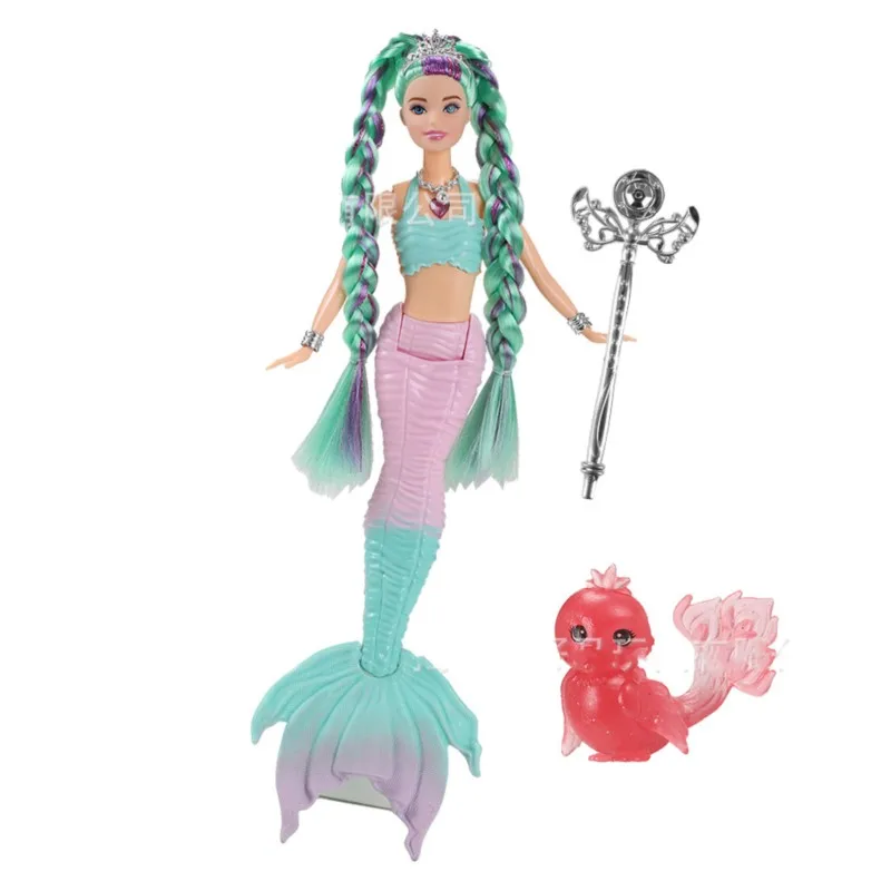 30CM poupée sirène jouet avec lumières musique articulations mobiles 1/6 BJD longue tresse sirène poupée enfants jouer maison jouets cadeau d'anniversaire