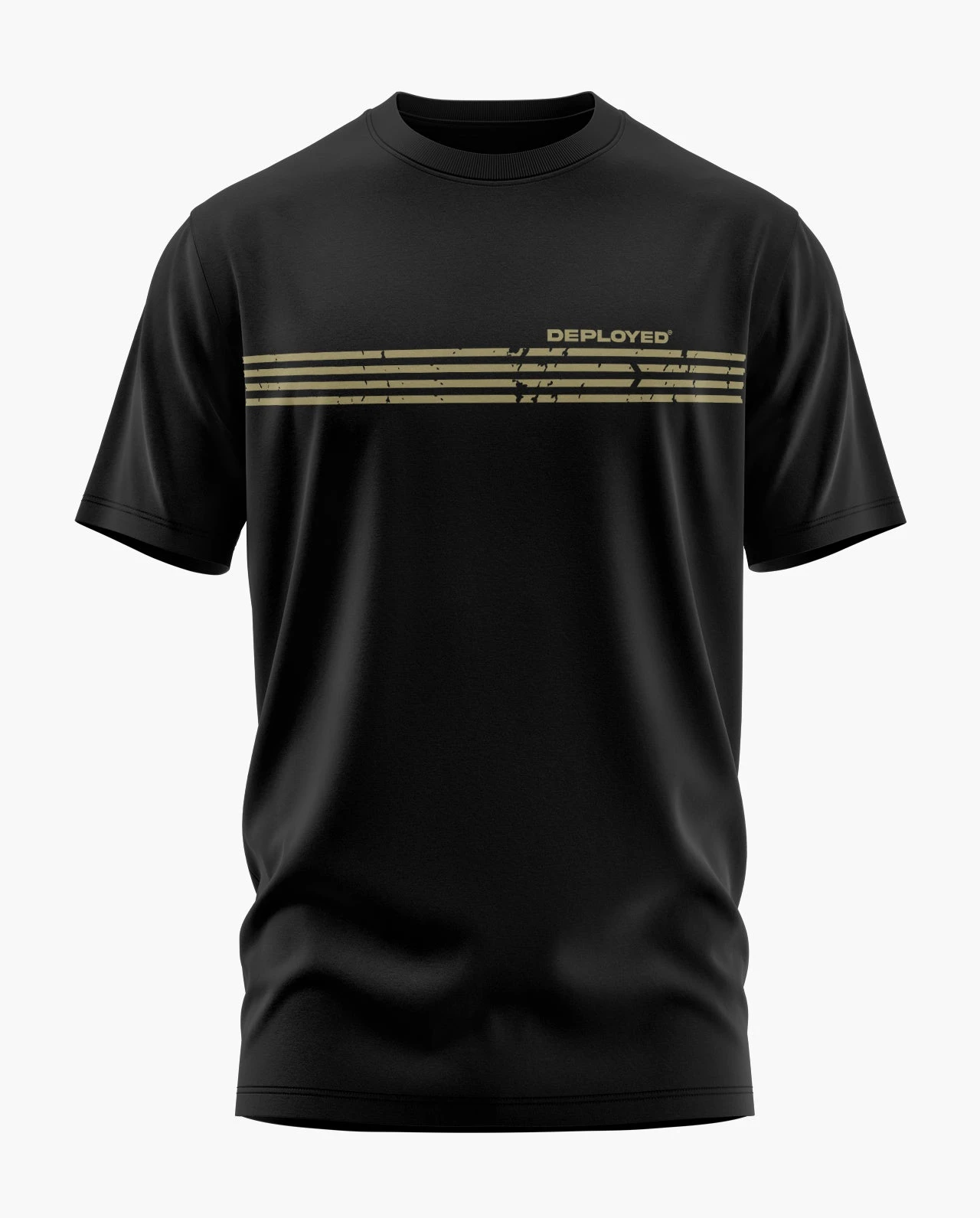 Retro Distressed Horizontal Military Stripes Graphic Tee Cotton Mens Womens T-Shirt Summer Outdoor Casual Top
