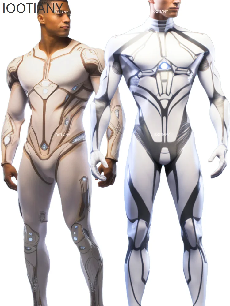

IOOTIANY Men's Sexy Sci-fi Stretch Bodysuit Zentai Suit Halloween Carnival Party Warrior Stage Performance Cosplay Costume 2025