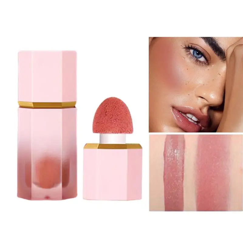 Cheek Liquid Blush With Cushion Liquid Illuminator Face Highlighter Long Lasting Natural Skin Tint Face Blush Wand Creamy Blush