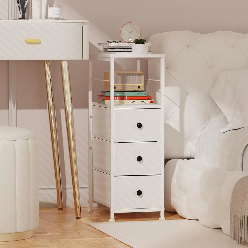 

Узкий шкаф для хранения с выдвижными ящиками, компактный тканевый органайзер, тонкий ящик для спальни, прачечной, гардеробной, ванной комнаты, белый