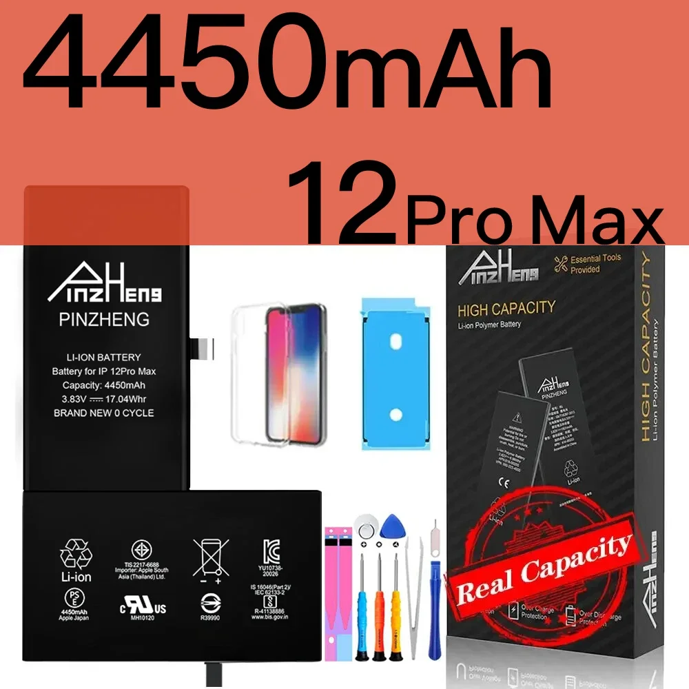 PINZHENG Echte batterij met hoge capaciteit voor iPhone X XR XS Max 12 13 Mini Pro Max 11 Pro Max Vervanging Bateria Garantie Eén jaar
