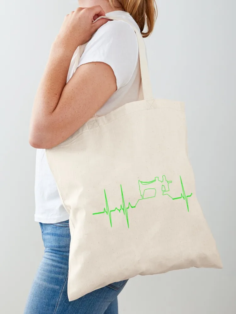 

sewing machine gift cutter funny heartbeat rainbow Tote Bag handbag Gift bags tote bag screen Canvas bag