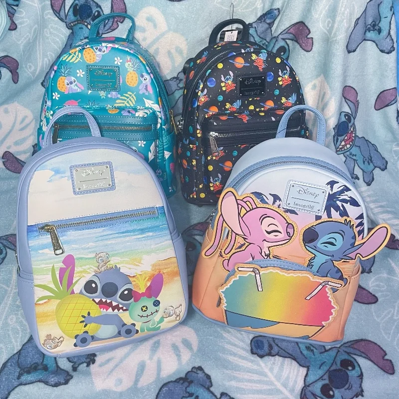 

New Original Disney Stitch Loungefly Backpack Cartoon Cute Embroidered Design Backpack Fresh And Casual Mini Woman Bag Backpack