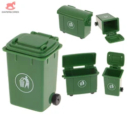 2pcs 1:12 Dollhouse Miniature Sanitation Trash Can Toy Model Simulation Garbage Curbside Trash Bin Kid Toys Gift