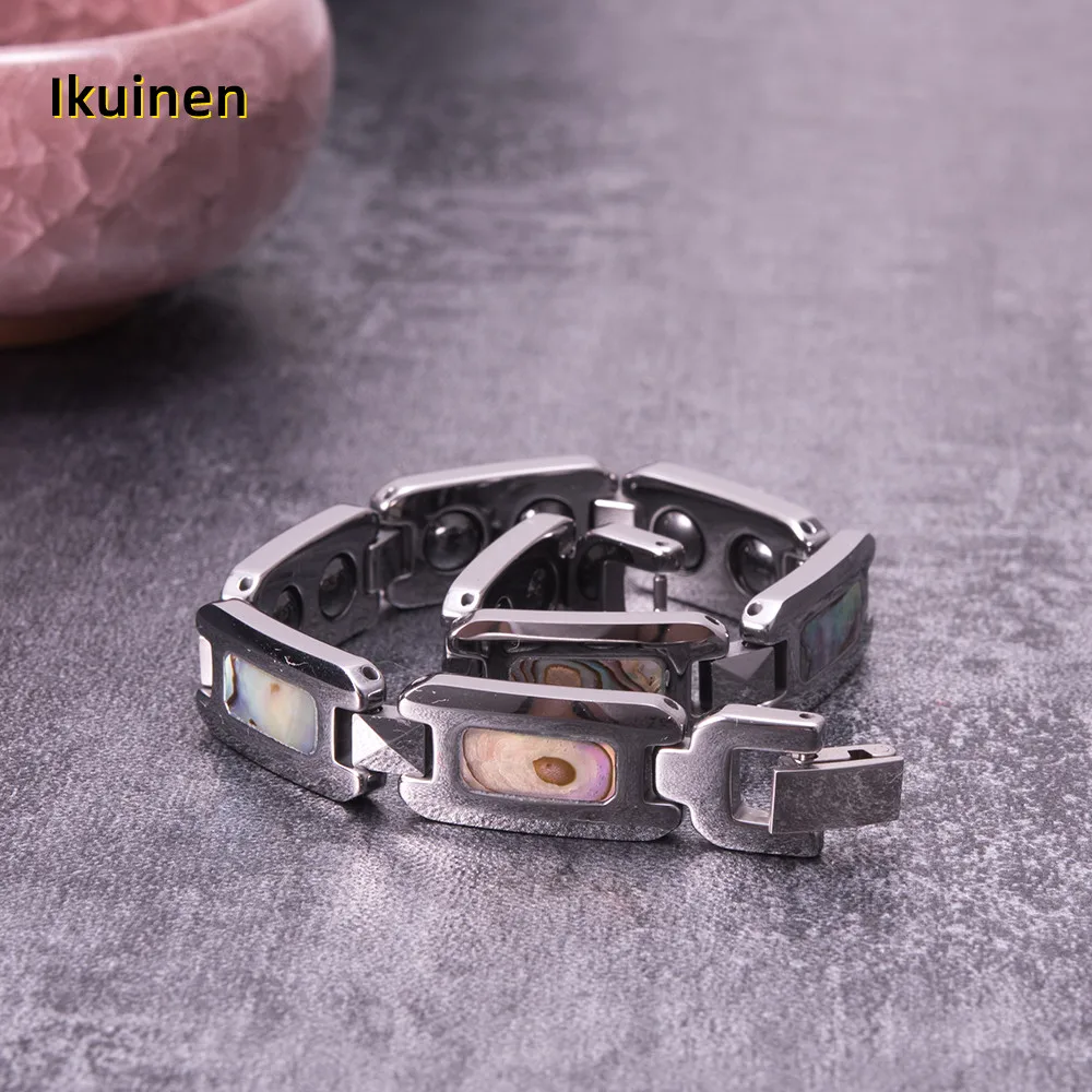 Ikuinen Magnetic Tungsten Bracelet for Women Colorful Shell Tungsten Carbide Bracelet Women Chain Hematite Energy Bracelet