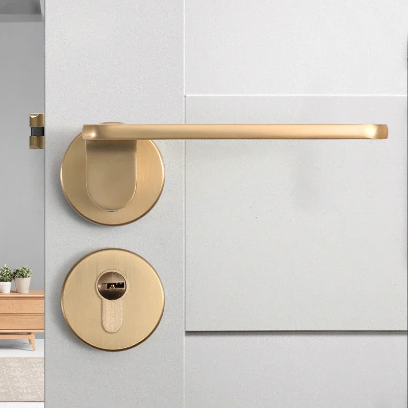 

Bedroom Bathroom Minimalist Magnetic Silent Lock Complete Set of Wooden Door Handles Universal Room Door Lock