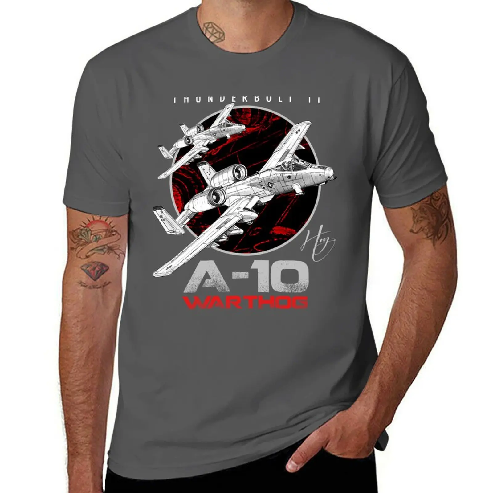 A-10 Thunderbolt II Warthog subsonic attack aircraft nicknamed Hog Us Air Force Fighterjet T-Shirt man t shirt cotton T-Shirt