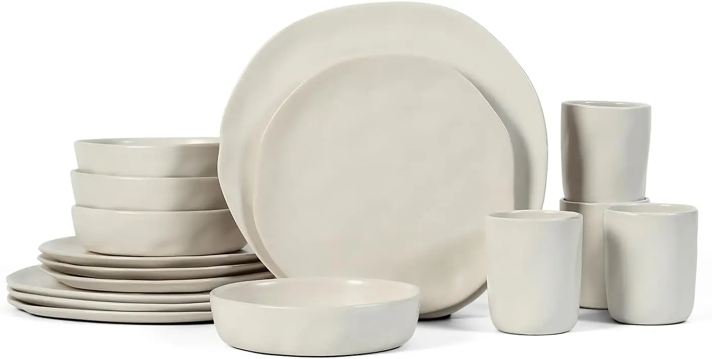 Modern Stoneware 32-Piece Dinnerware Set, Plate and Bowl Set, Dish Set for 8