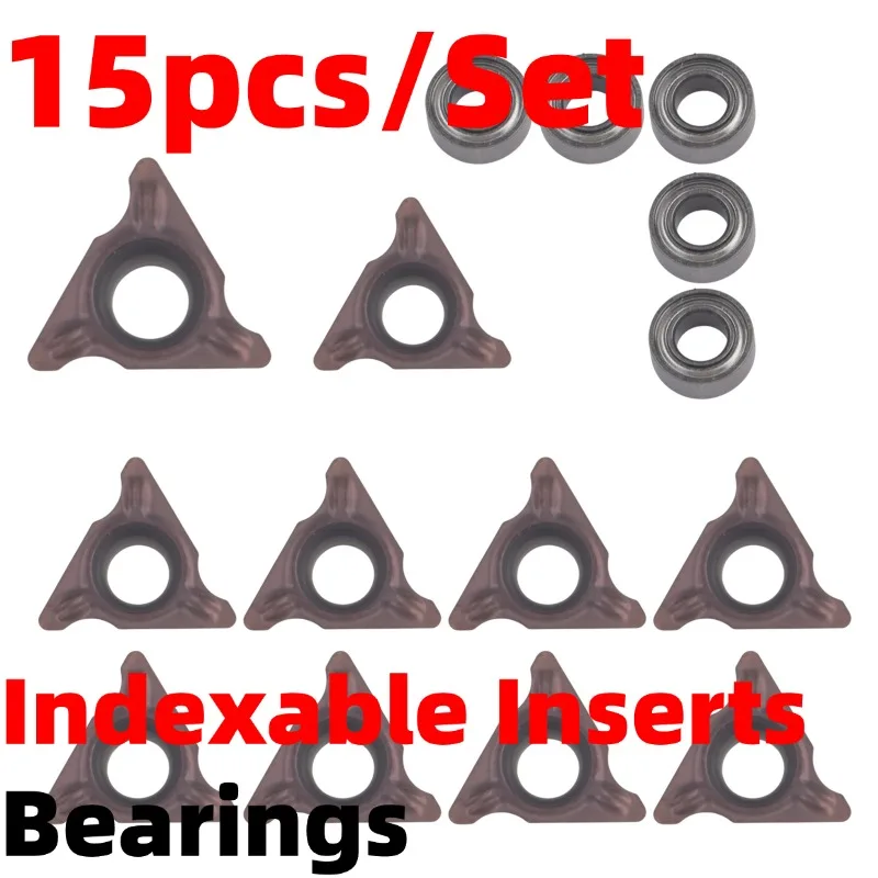 

10pcs Indexable Inserts + 5pcs R-Angle Inserts Bearings For Mini Pneumatic Chamfering Machine Blades For Iron/ABS/plastic/Wood