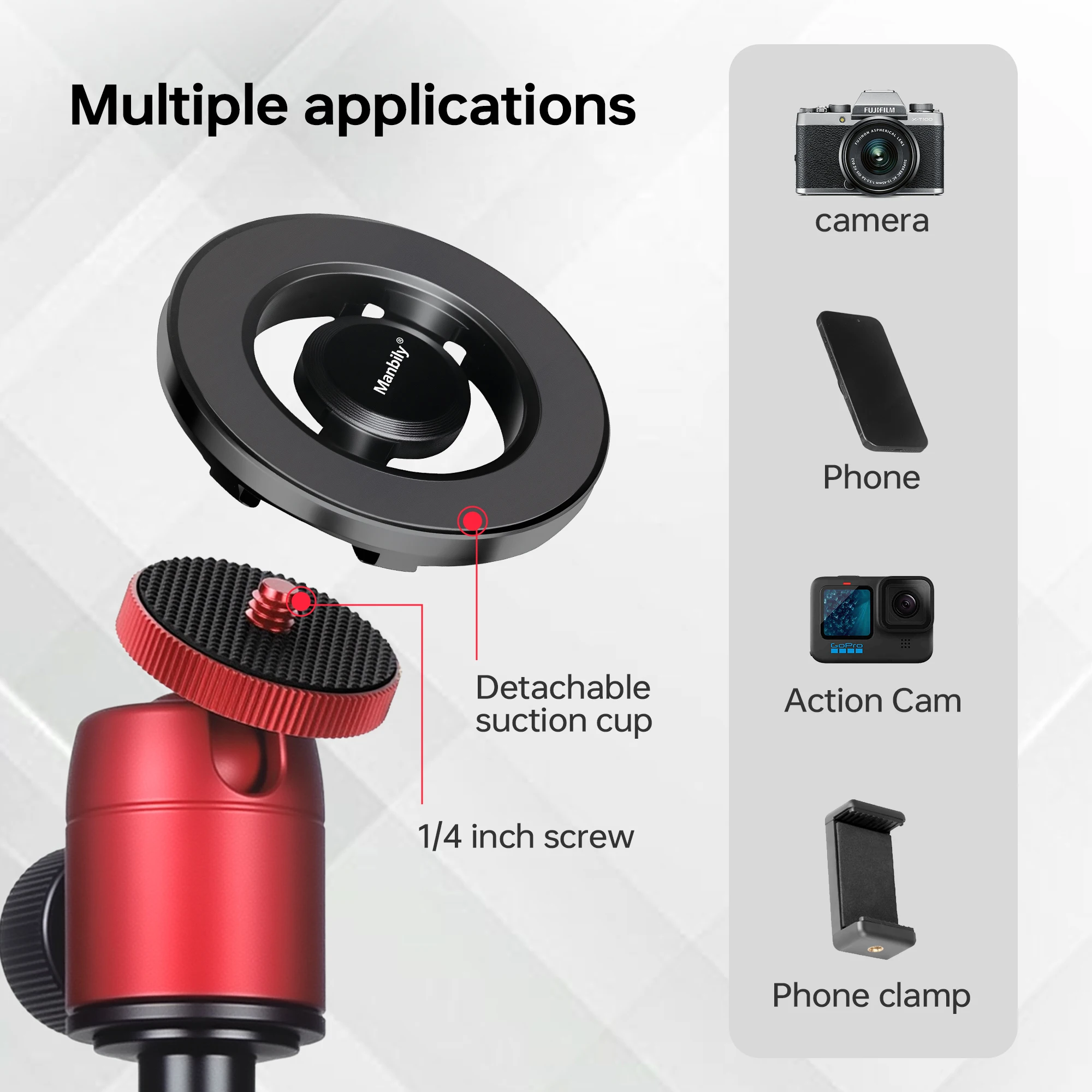 Manbily GF-M25 الألومنيوم المغناطيسي جولف Monopod Selfie عصا مع الأرض سبايك حصص حامل ثلاثي القوائم المغناطيسي لتدريب الغولف #5