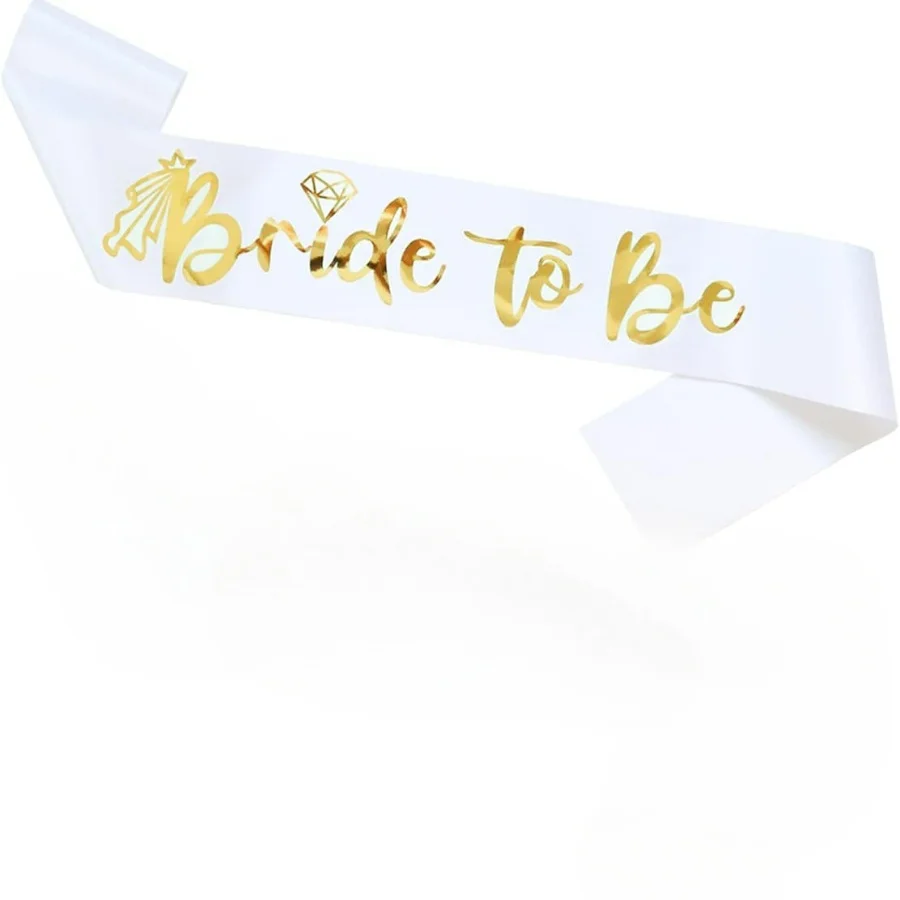 2pcs/1set Bachelorette Party Sash Ribbon Set- Bride and Groom Sash for Wedding Bridal Shower Party Decorations (White and Black) image 5