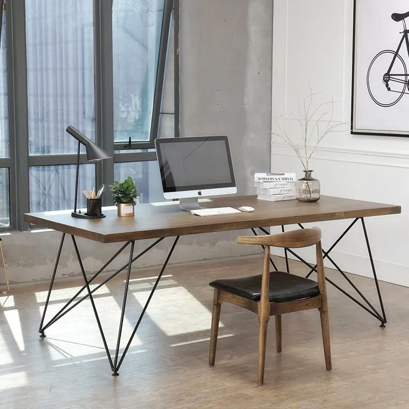 

European-style solid wood office desk and chair combination, home study table, small apartment creative computer desk desk
