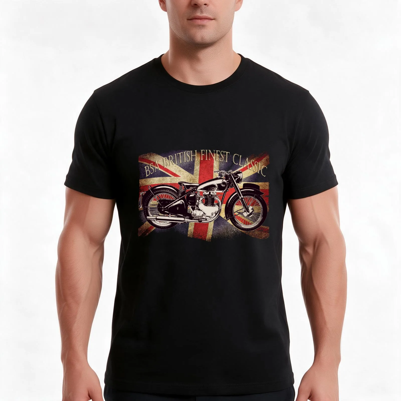 BSA British Finest Motorcycle T-Shirt, Summer Casual Cotton Tee, Oversized Streetwear Tops, Vintage Graphic Print, 100% Cotton